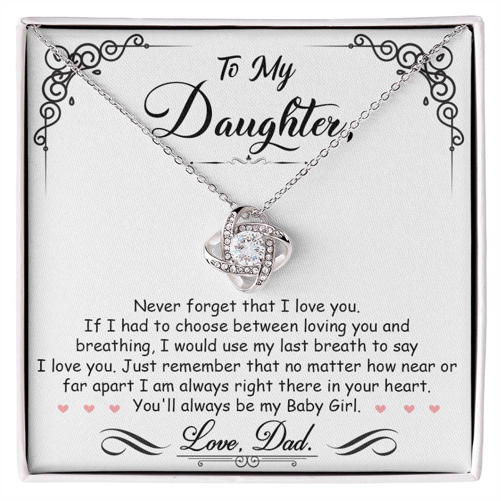 To My Daughter, I_m Always Right Here In Your Heart -Love Knot Necklace